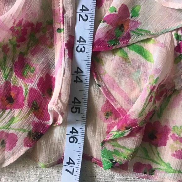 Lulus Poolside Vibes Blush Pink Floral Print Cover-Up Ruffle Front Feminine - Picture 9 of 10